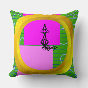 Coussin Blocs roses sur anneau or Vert géométrique