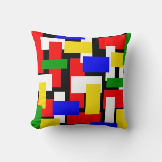 Coussin Blocs rouge, jaune, noir, bleu et vert (Recto)