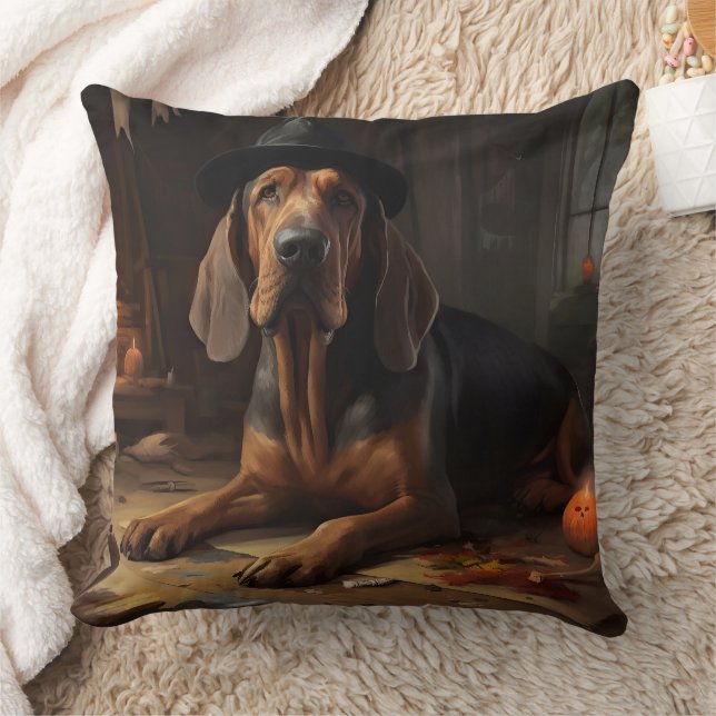 Coussin Bloodhound Citrouilles Halloween effrayant (Couverture)