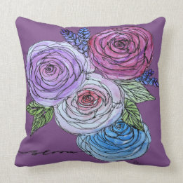 Coussin Bloom 4 Roses (violet)