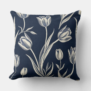 Coussin Bloquer les tulipes bleues et blanches