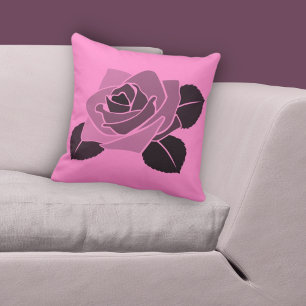 Coussin Blossom Rose Simple Stylisé Sur Rose