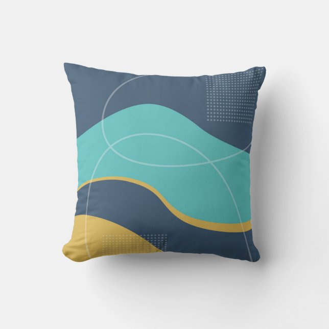 Coussin Blue and Beige Abstract Art Design (Recto)