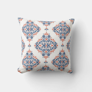 Coussin Blue and orange ornamental seamless pattern. Vinta