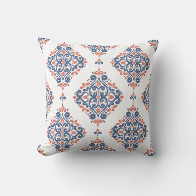 Coussin Blue and orange ornamental seamless pattern. Vinta (Recto)