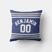 Coussin Blue and Silver Sports Jersey Nom personnalisé Num (Verso)