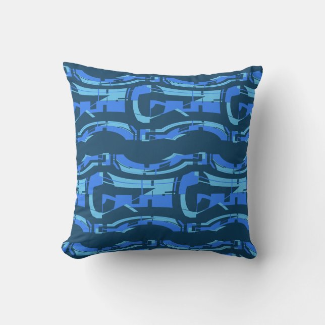 Coussin Blue Aqua Navy Blue Swirling Tiers Sud-ouest Look (Recto)