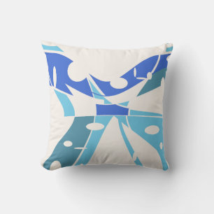 Coussin Blue Aqua Turquoise sur le papillon d'art Abstrait
