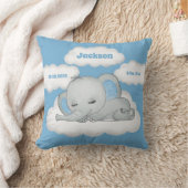 Coussin Blue Baby Boy Elephant Keepsaké Nom de naissance S (Couverture)