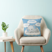 Coussin Blue Baby Boy Elephant Keepsaké Nom de naissance S (Chaise)