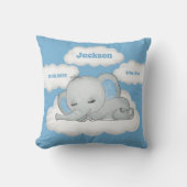 Coussin Blue Baby Boy Elephant Keepsaké Nom de naissance S (Recto)