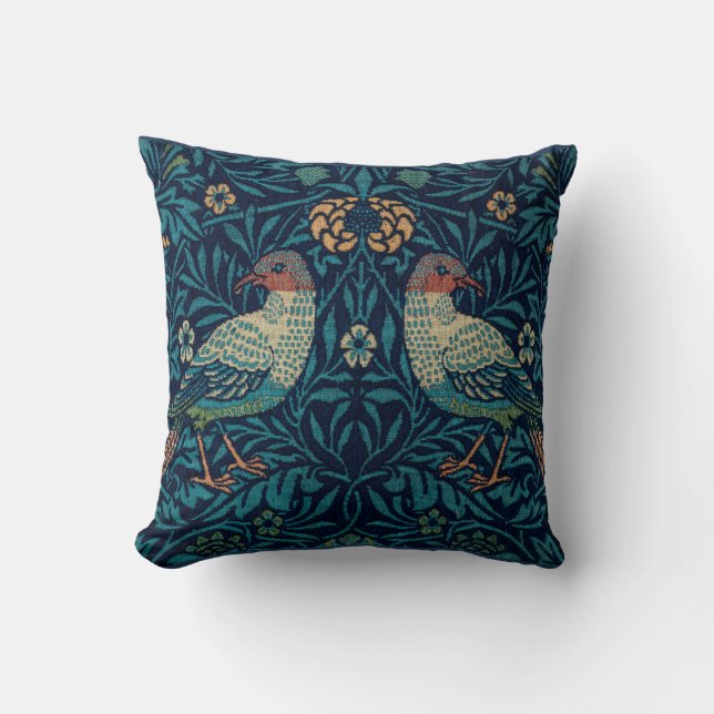 Coussin Blue Birds Motif par William Morris (Recto)