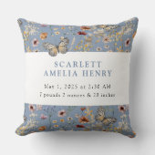 Coussin Blue Boho Fleur sauvage Baby Stats (Recto)