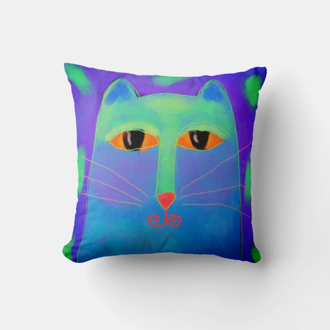 Coussin Blue Cat Art Abstrait (Recto)