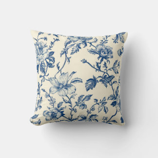 Coussin Blue Chinoiserie Floral Vintage Botanique