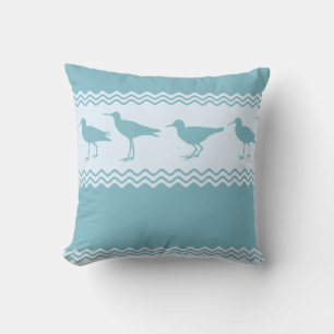 Coussin Blue Coastal Sandpiper Bird Stripes