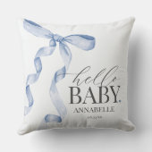 Coussin Blue Coquette Bow Girl Baby shower cadeau (Verso)