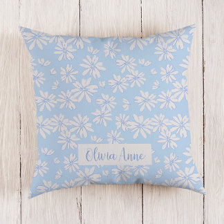 Coussin Blue Daisy Floral Girls Custom Thaillow