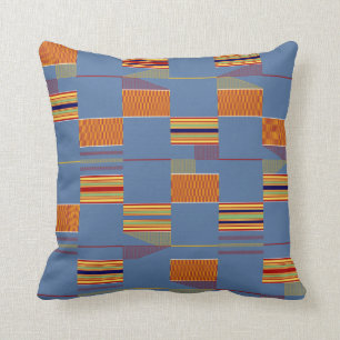 Coussin Blue Denim African Kente Masculine