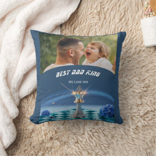 Coussin Blue Diamond Metallic Roi Échec Fête des Pères