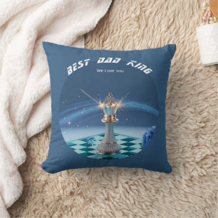 Coussin Blue Diamond Metallic Roi Échec Fête des Pères