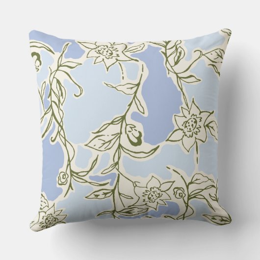 Coussin Blue Doodle Floral (Verso)
