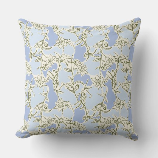 Coussin Blue Doodle Floral (Recto)