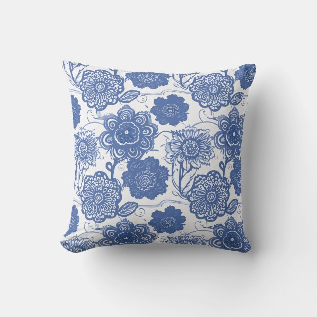 Coussin Blue floral (Recto)
