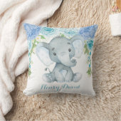Coussin Blue Floral Elephant Jungle Baby Boy Nursery (Couverture)