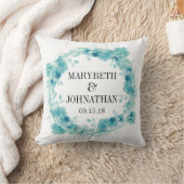 Coussin Blue Floral Mariage Keepsaké Jeu d'oreiller (Couverture)