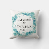 Coussin Blue Floral Mariage Keepsaké Jeu d'oreiller (Verso)