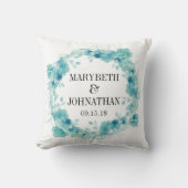 Coussin Blue Floral Mariage Keepsaké Jeu d'oreiller (Recto)