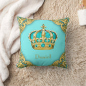 Coussin Blue Gold Prince Crown Nursery Decor Boys (Couverture)