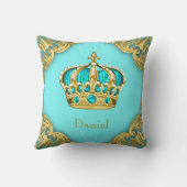 Coussin Blue Gold Prince Crown Nursery Decor Boys (Verso)
