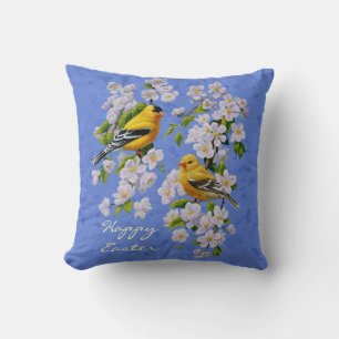 Coussin Blue Goldfinch Birds et Flowers