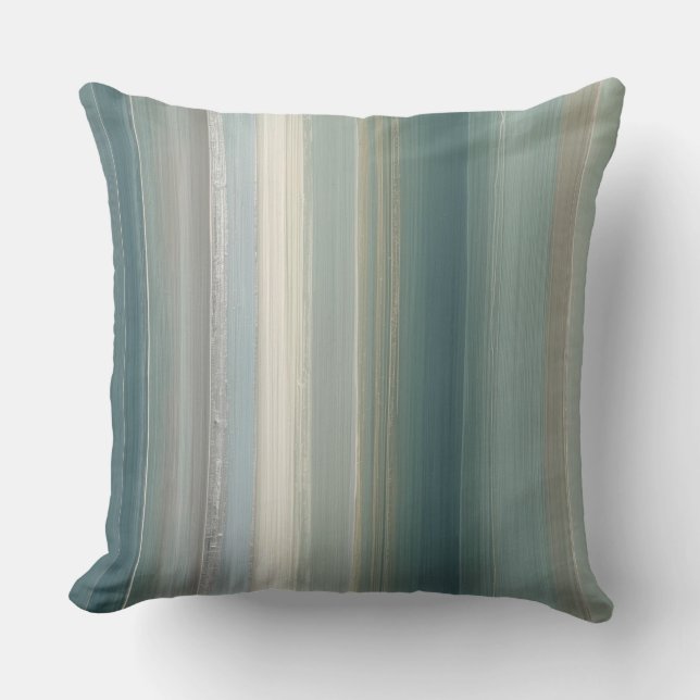 Coussin Blue Green Abstract Coastal Stripe (Recto)