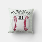 Coussin Blue Green Stripe Baseball Boys Birth Record (Recto)