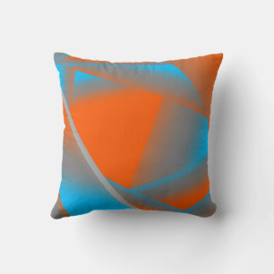 Coussin Blue Grey Orange Ombre Géométrique Art Abstrait