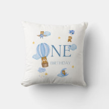 Blue Hot Air Balloon Bear 1st Birthday Baby T-Shir