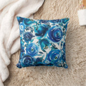Coussin Blue Indigo Floral Flowers Élégant Shabby Chic (Couverture)