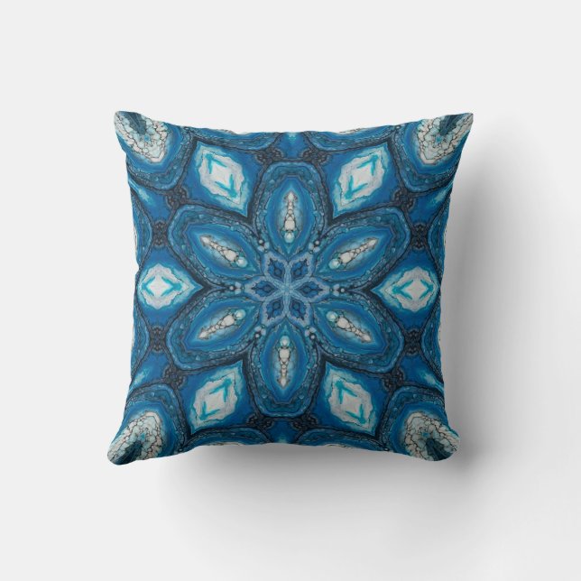 Coussin Blue Kaleidoscope Throw Pillow (Verso)