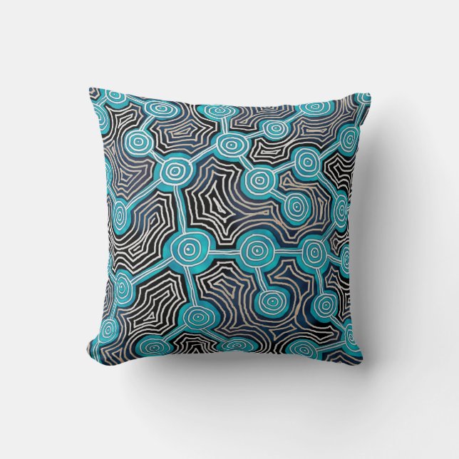 Coussin Blue Lifelines Moderne Abstrait Motif (Recto)