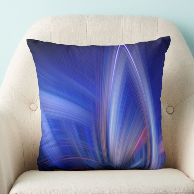 Coussin Blue Lotus Elégant Moderne Abstrait Motif clair (A striking blue lotus light art pattern throw pillow, to beautify and calm your space. )