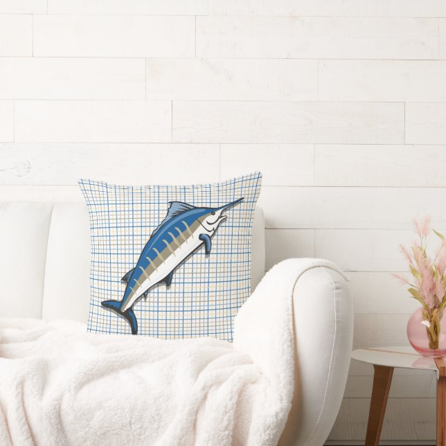 Coussin - Blue Marlin sur Plaid (Canapé)