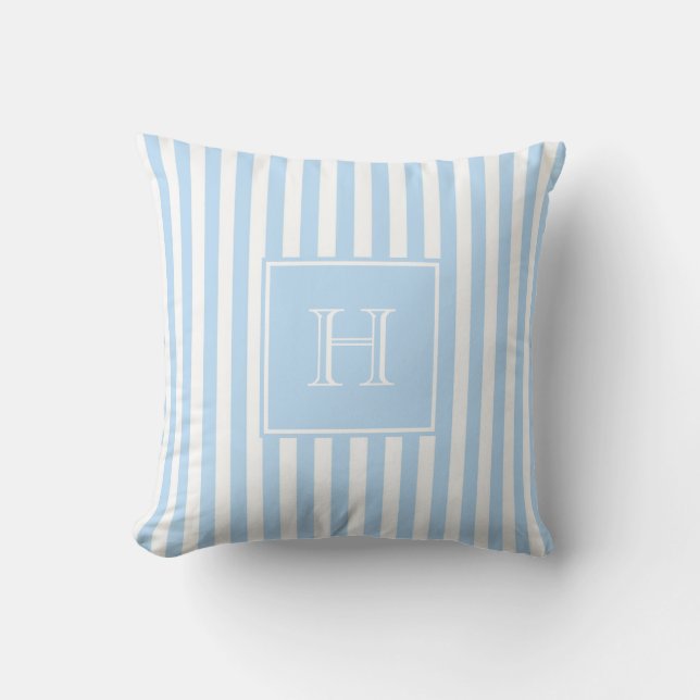Coussin Blue Monogram Stripe Preppy & Chic Spring Summer  (Recto)