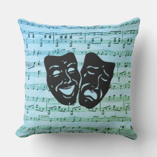 Coussin Blue Music Art unit les masques de théâtre