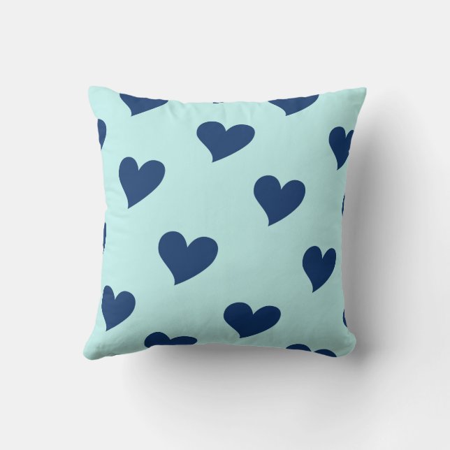 Coussin Blue Navy Sweet Cosy Moderne Romantique Coeur Chic (Verso)