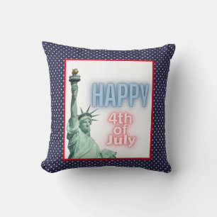 Coussin Blue Neon 4 juillet Statue de la Liberté