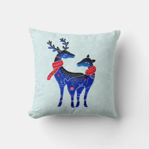 Coussin Blue Nordic Christmas Reindeer Pair