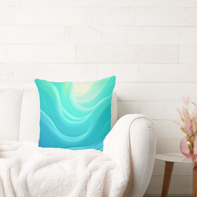 Coussin Blue Ocean Serenity Waves Abstrait Design (Canapé)